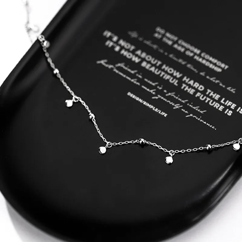 Silver Color Round Piece Tassel Choker Necklaces Simple Niche Design Chains Ball Rock Lady Clavicle Chain Girl Party Jewelry - view 2