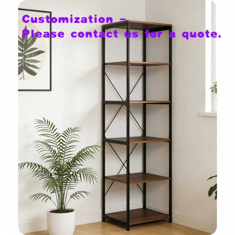 

Книжный шкаф на 5 полок, современный высокий стеллаж для книг, органайзер для хранения в гостиной с металлическим каркасом