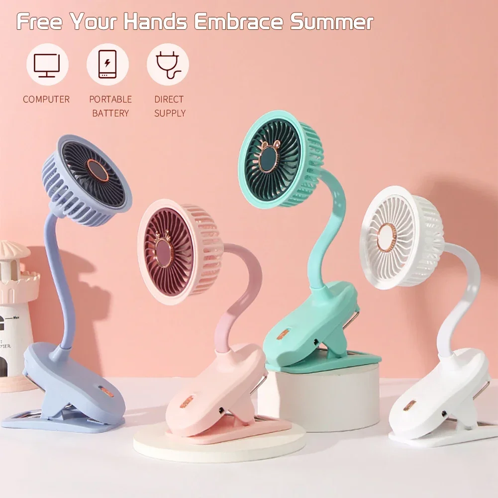 Portable Mini Hand Clip Fan USB Rechargeable Quiet Desktop Electric Fan High Quality Student Dormitory Small Cooling Fan