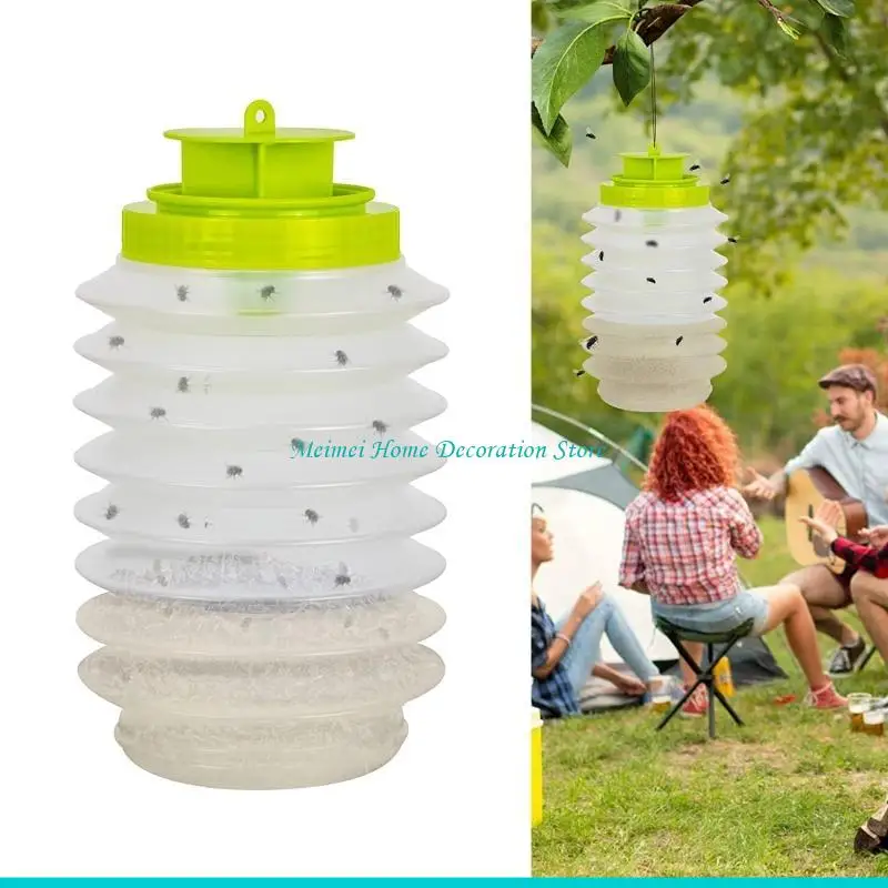 H7BF Plastic Fly Trap Durable Foldable Fly Killers for Indoor Outdoor Garden Ranches Portable Lightweight Hanging Fly Catcher