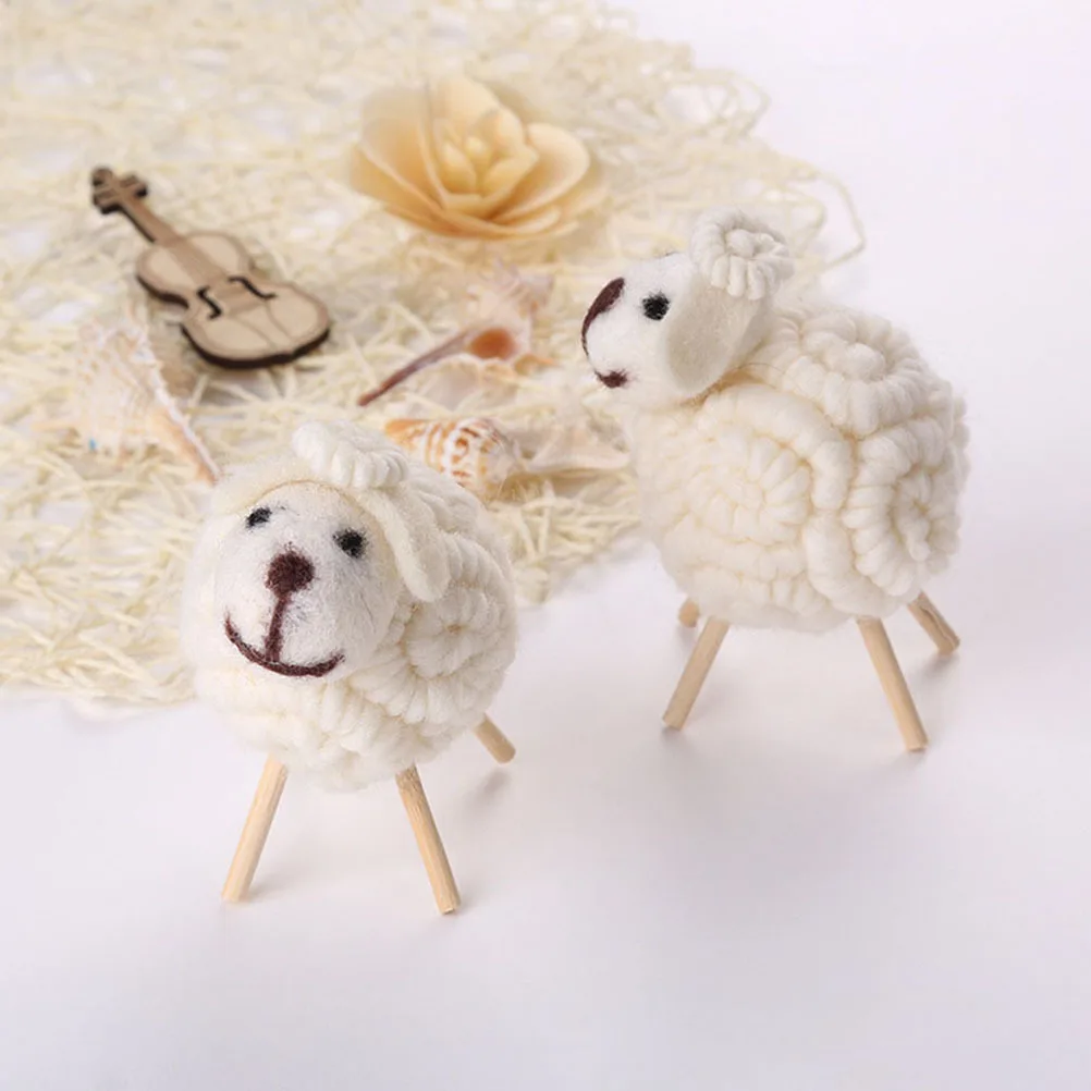 

3pcs Wool Felt Accessories Sheep Shape Cartoon Diy Craft Supply For Clothing Shoes Bags Handmade Decor Parent Child Activity