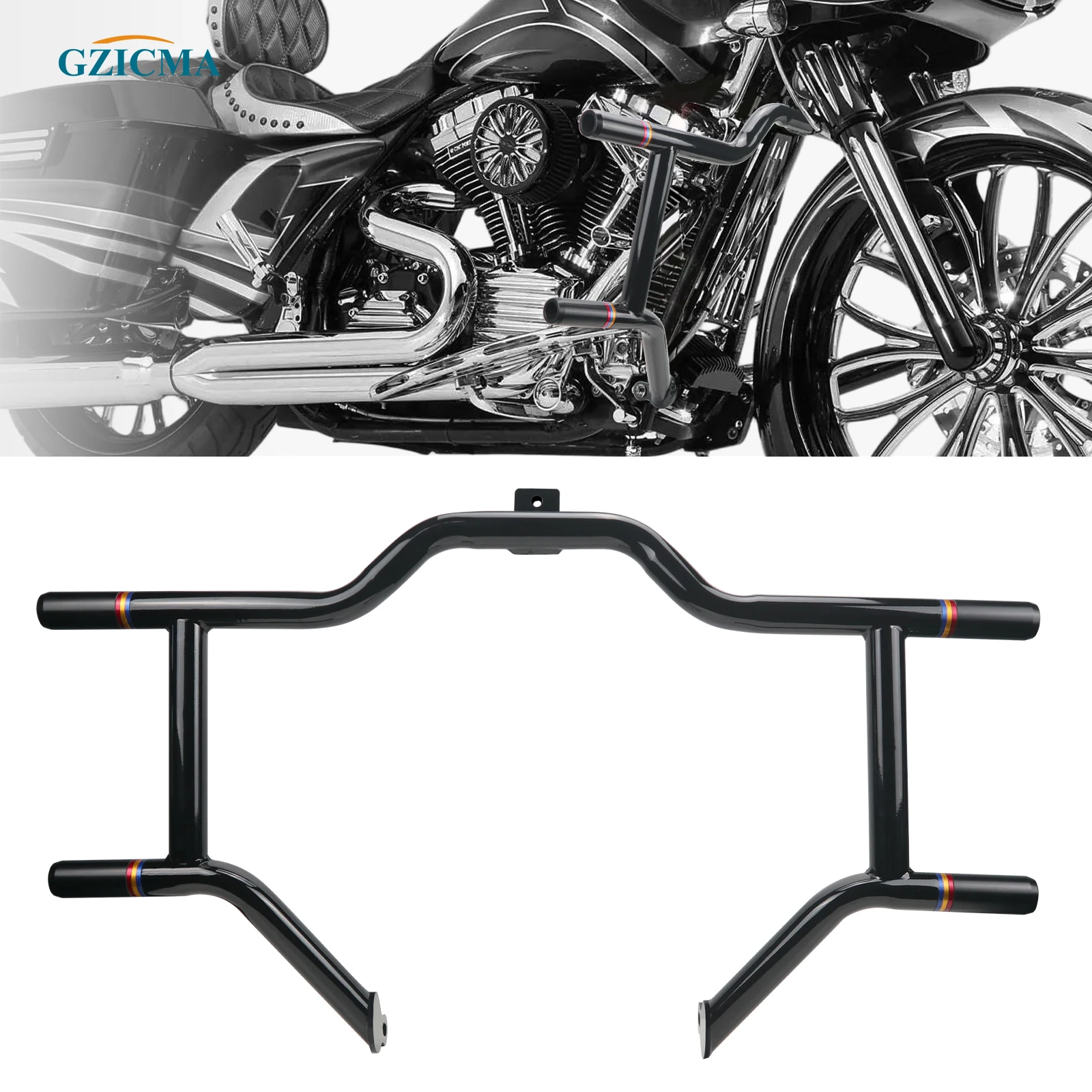 

GZICMA мотоциклетная защита двигателя, двойная плоская защита для Harley Touring Street Glide Road King Electra Glide 1997-2008