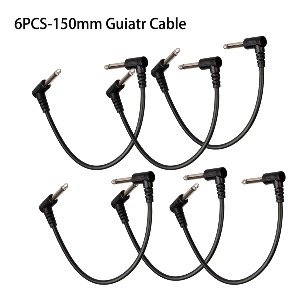 Miwayer 6Pcs Noiseless 6.35mm Right Angle Patch Cables, Shielded Wire for Guitar Effect Pedals
