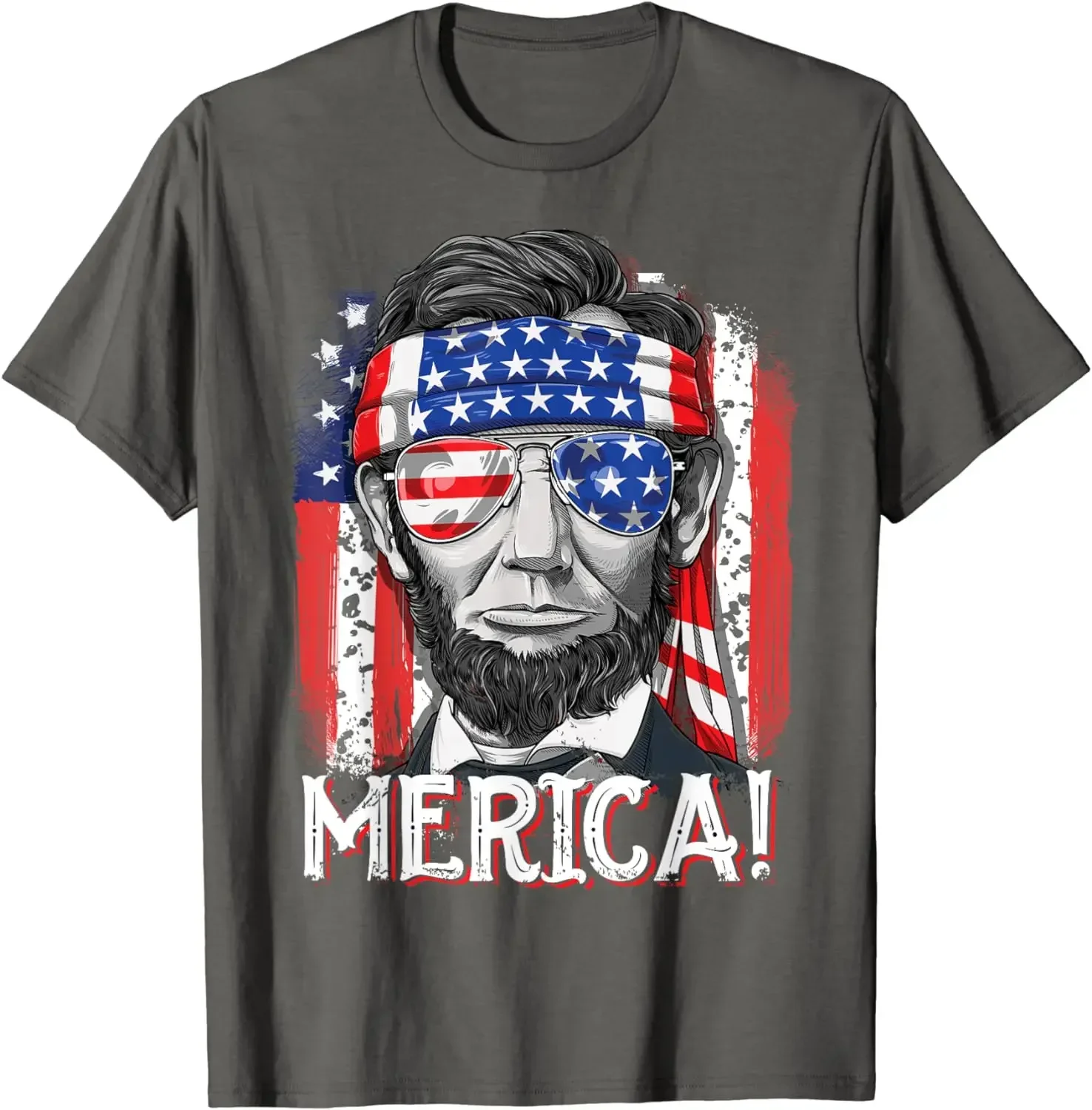 Men American Flag Abraham Lincoln 4th Of rinted heavyweight Sweatshirt anime streetwear fashion man Hot SaleJuly Merica  T-Shirt