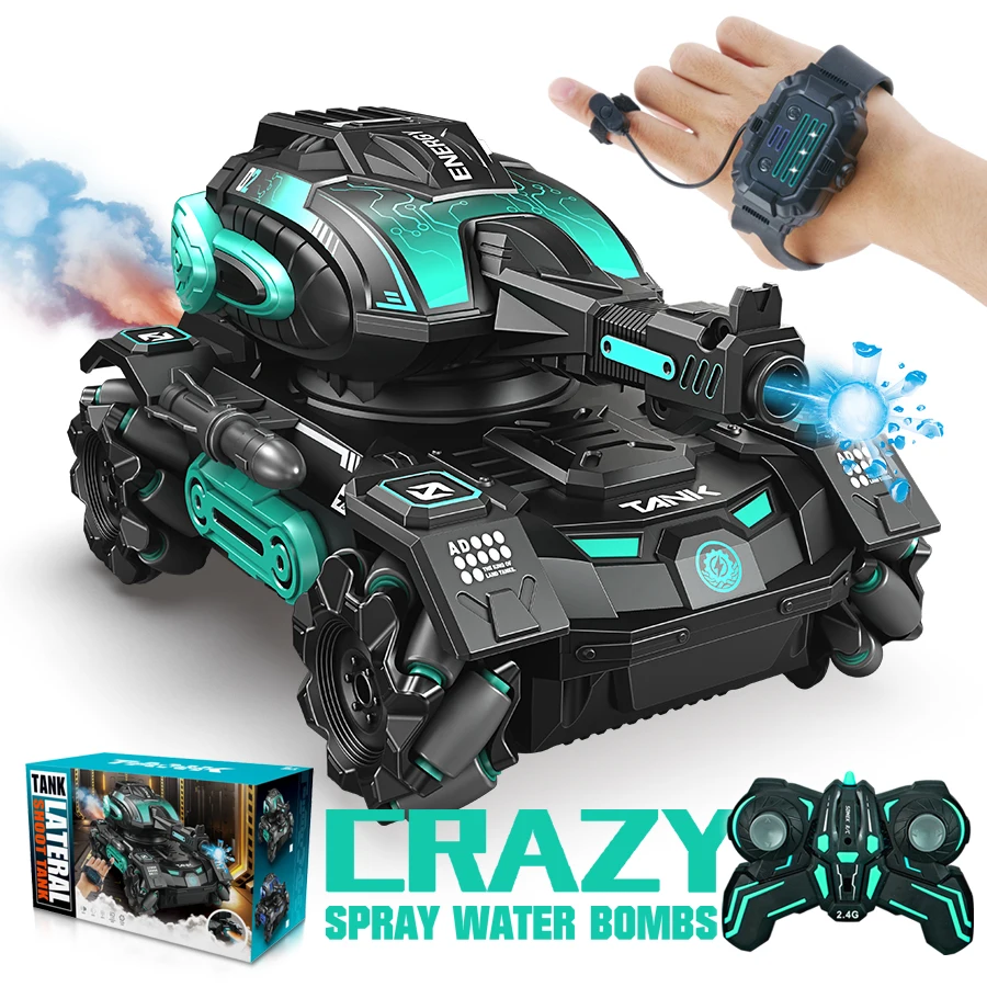 Gesture sensing remote control spray car 2.4G four-wheel stunt launch water polo tank car boy machine $19.18