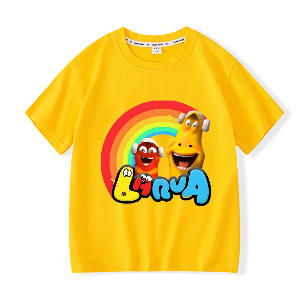 Larva Graphic Printing Summer Childrens Shirt Boys and Girls T-shirts Cartoon Printed Children's Sportswear Jackets Baby Clothes