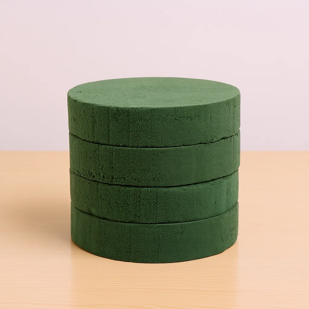 

4pcs Round Flower Foam Floral Mud Brick For Fresh Flower Arrangements Moisture Retaining Non Toxic Wedding Decoration Garden