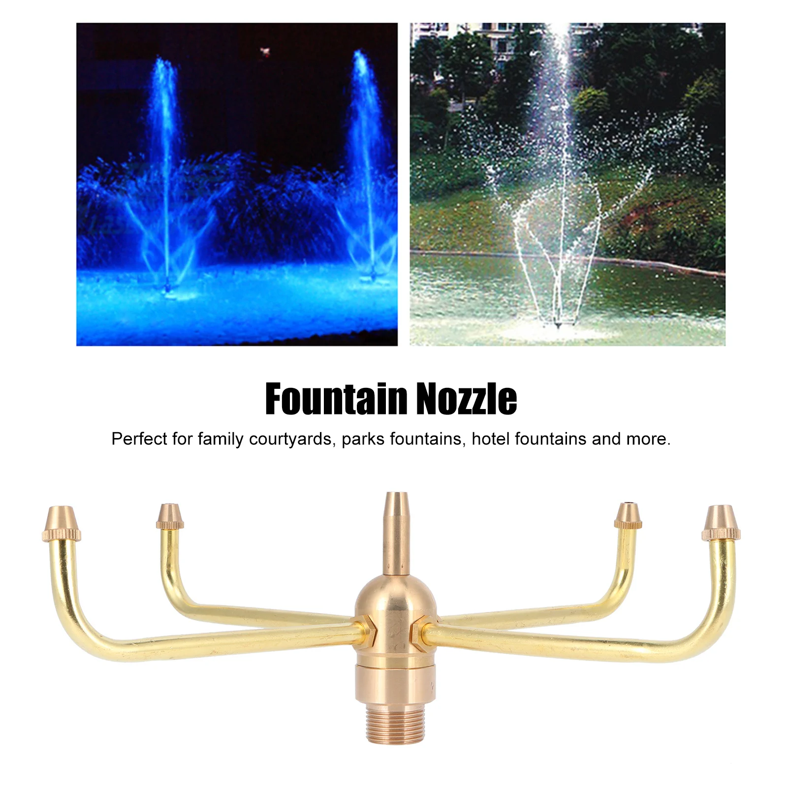 Fountain Sprinkler G1/2 Female Thread G3/4 Male Thread 4 Arm Rotate Water Fountain Nozzle Spray  Sprinkler for Garden Pond