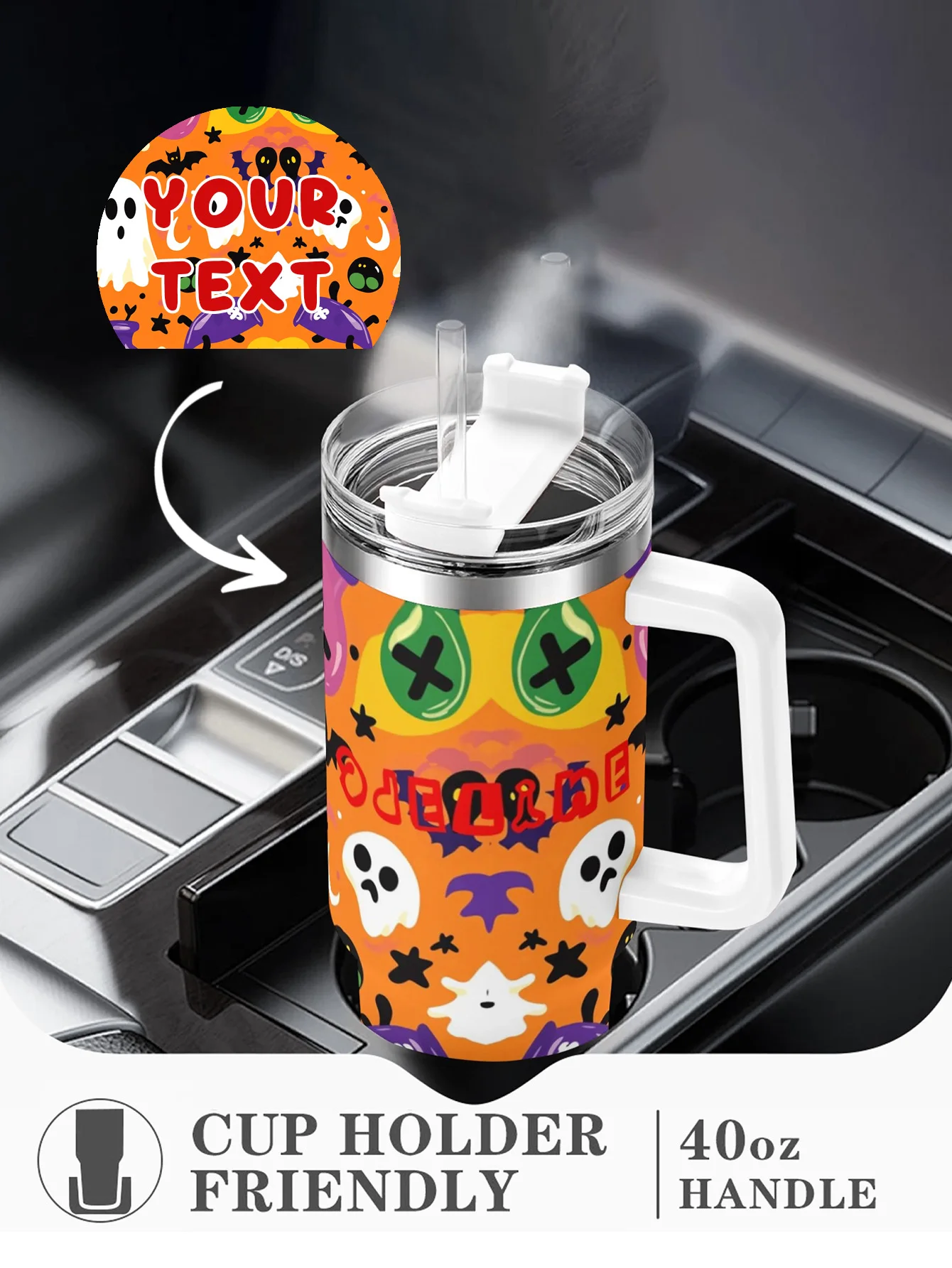 

Персонализированная чашка для воды на 40 унций. Дорожная чашка с текстом и изображением. Чашка для воды из нержавеющей стали. Изолированная чашка для воды.