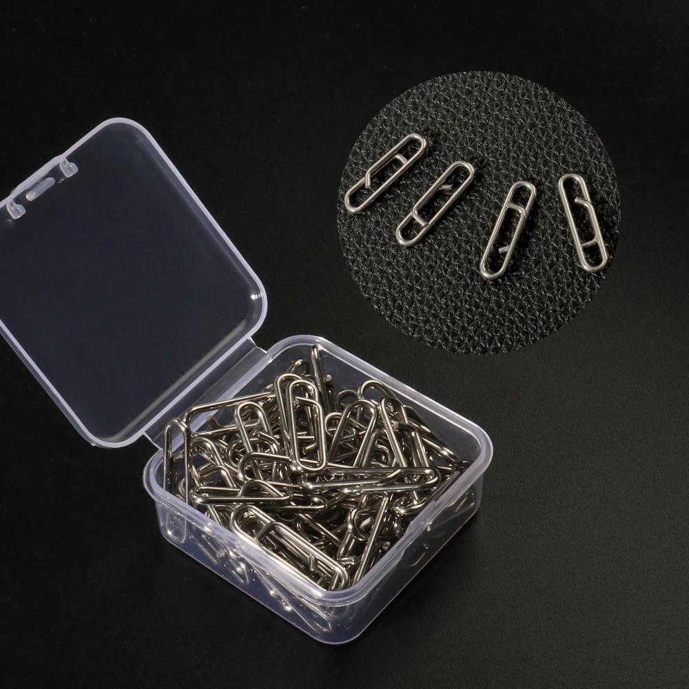 GOBAIT Angeln Interlock Snap Fast Clips Edelstahl Ovale Schnalle Wirbel Köder Linie Zubehör Tackle Box 20-100 Stück Stecker – Detail 7