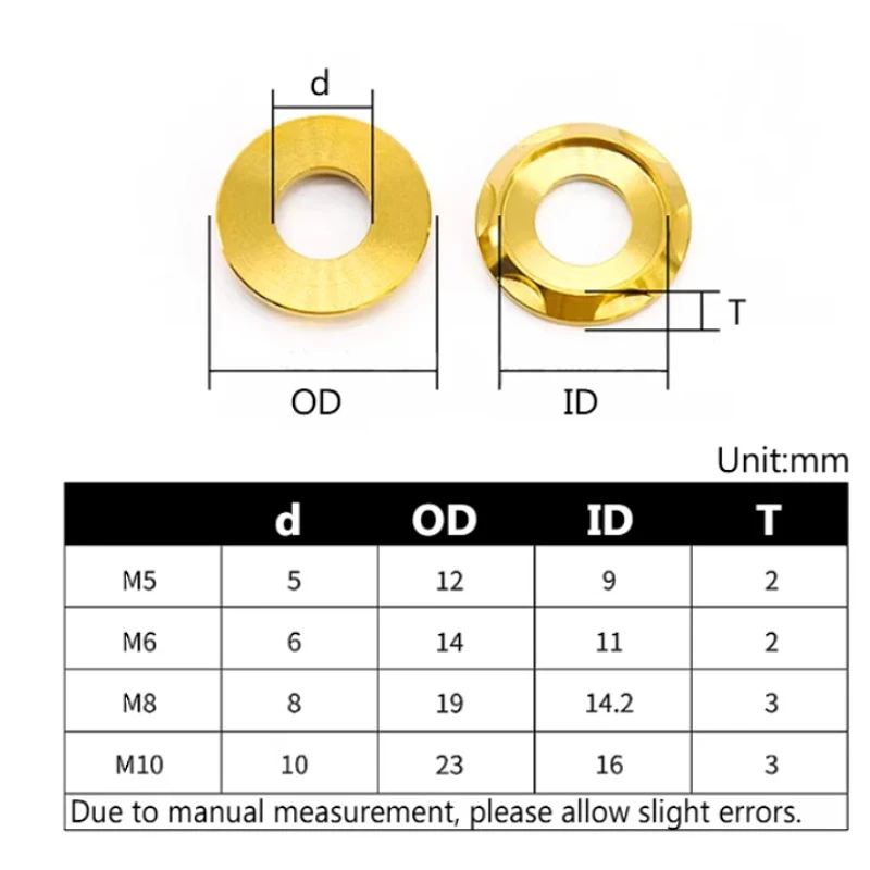 M5 M6 M8 M10 TC4 Titanium Alloy Washers Spacer Fancy Decorative Gasket For Bike Motorcycle Car Decorative Washer