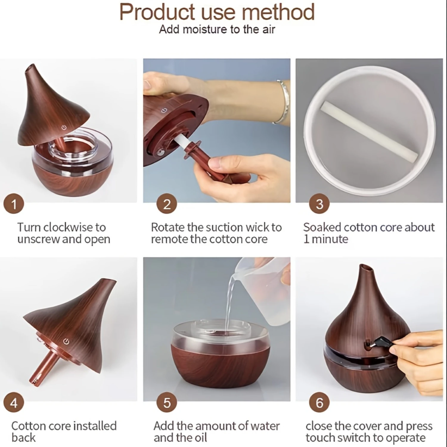 

Quiet USB-Powered Aromatherapy Humidifier 10.14oz – Essential Oil Diffuser with LED Color Light, Low Voltage, Auto Shut-Off &