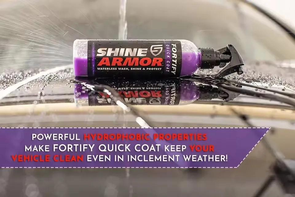 SHINE ARMOR Fortify Quick Coat Lapisan Keramik Cat Lilin Mobil Semprotan Cuci Mobil Tanpa Air & Lilin Hidrofobik Top Coat Poles