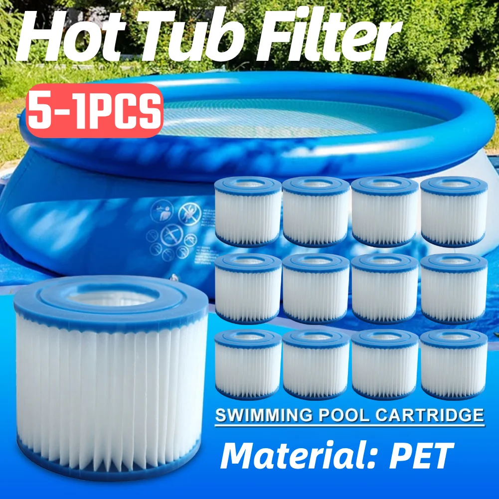 

5-1PCS Type VI Hot Tub Filter Soft Rubber Ends Pool Filter Replacement Reusable SPA Filter Replacement for /for Intex Filters