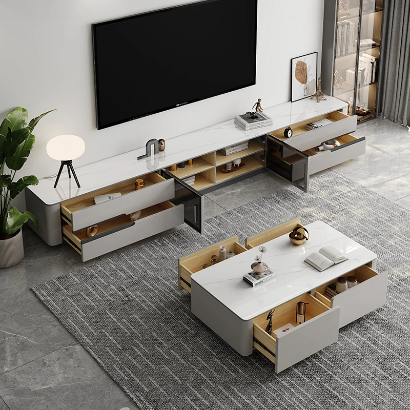 Set High Quality Wood Storage TV Cabinet Modern Simple Design TV Stand  for Home Use Wholesale Luxurious Living Room TV Stand