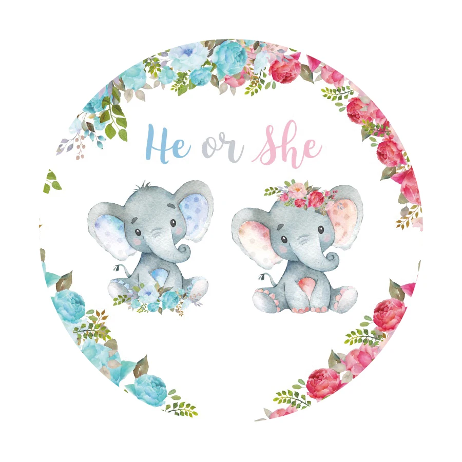 الفيل الجنس تكشف خلفية صبي أو فتاة استحمام الطفل ديكور الحفلات راية الوليد الوردي والأزرق استحمام الطفل خلفية ملصق