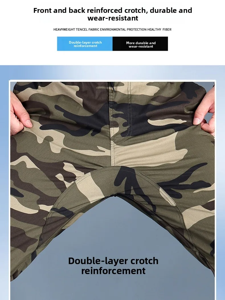 الرجال ملابس العمل غير رسمية السراويل الصيف مكافحة المسيل للدموع مقاومة للاهتراء التمويه فضفاضة تناسب رقيقة السراويل الطويلة لموقع البناء