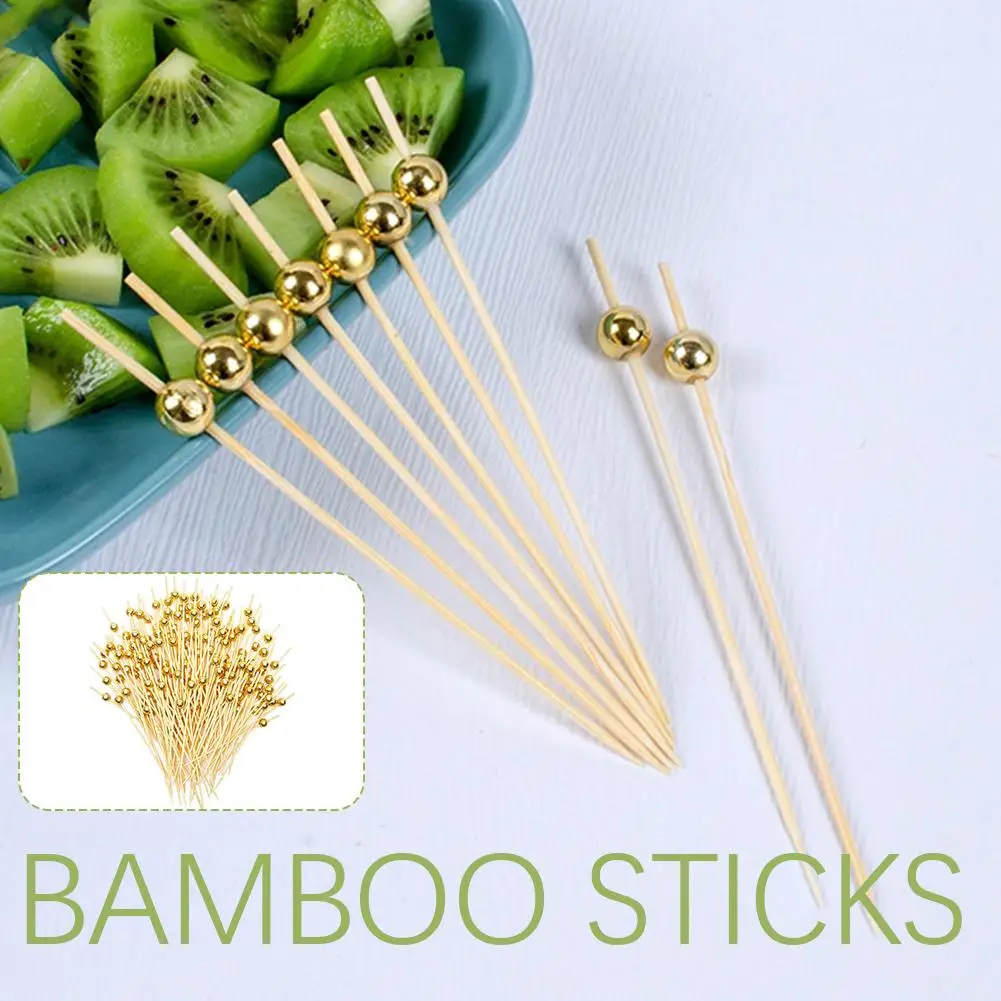 100pcs Bamboo Food Fruit Toothpick Dessert Salad Cocktail Decorative Pick For Bar Summer Hawaii Party Wedding Decor