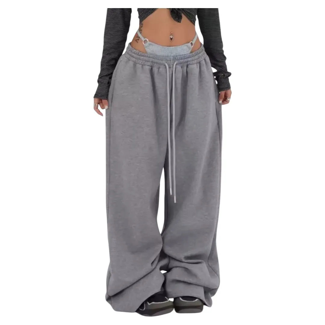 Women Harajuku Wide Leg Sweatpants Spring Fall Solid Fashion Sport Pant Female Casual Oversize Clothes Lady Baggy Trousers