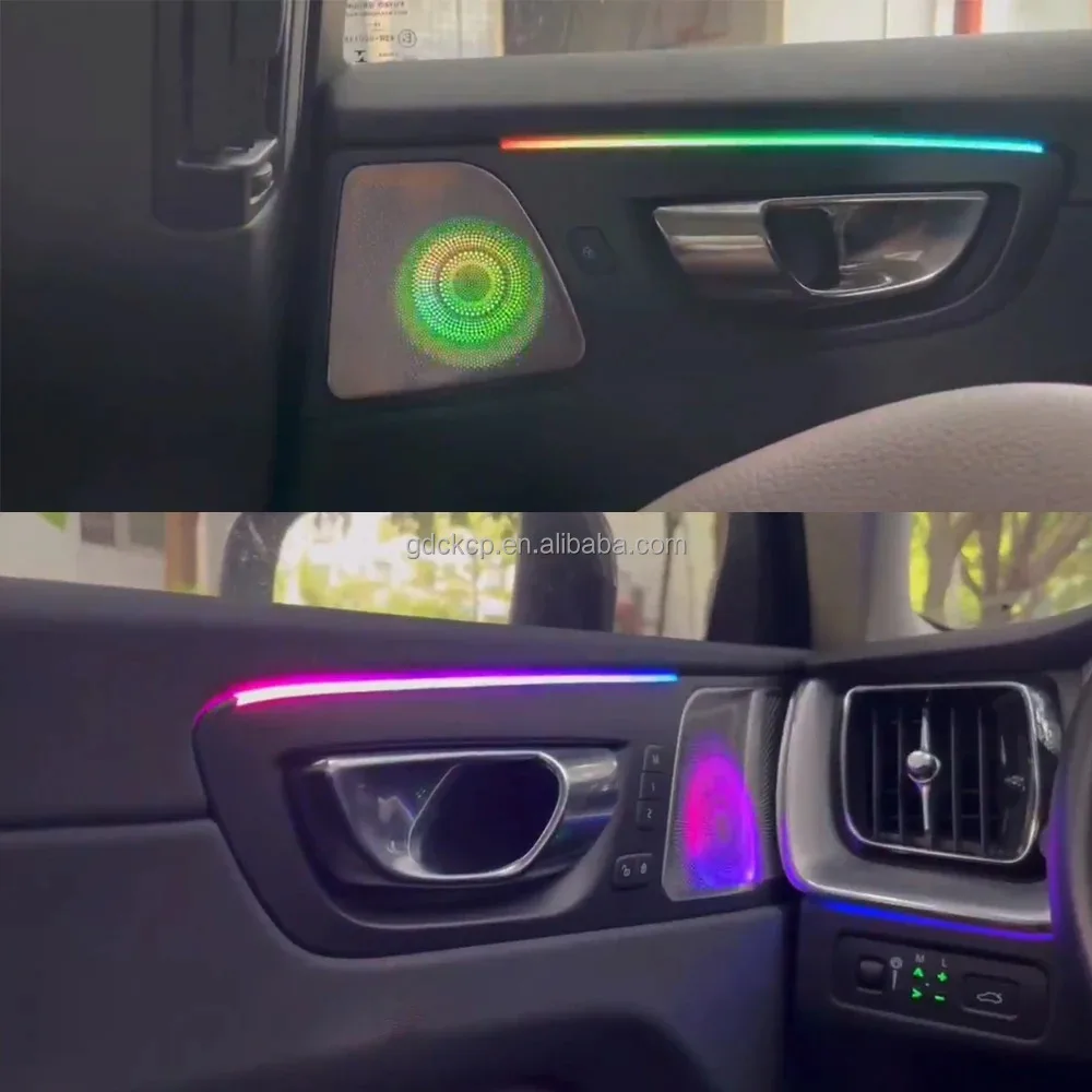 Dedicated Ambient Light For Volvo XC60 2018-2025 64 Colors LED Atmosphere Lamp Door With Speaker Neon Illuminate Lamp