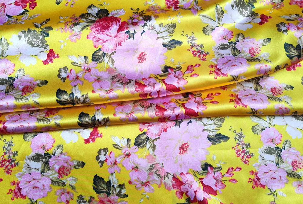 Satinstoff, 58,9 cm breit, Meterware, seidiges Charmeuse-Material, Vintage-Schmetterlingsblume, Satinstoff, Schal, DIY-Kunsthandwerk – Detail 33