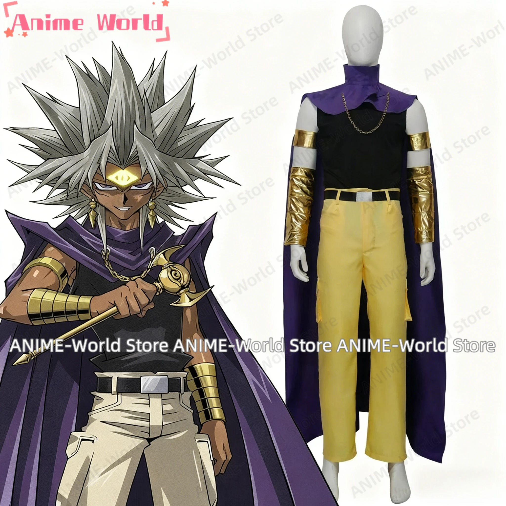 

《Custom Size》Game Yu-Gi-Oh! YuGiOh Rare Hunters Malik Ishtar Dark Marik Yami Marik Cosplay Costume Hallowmas Party