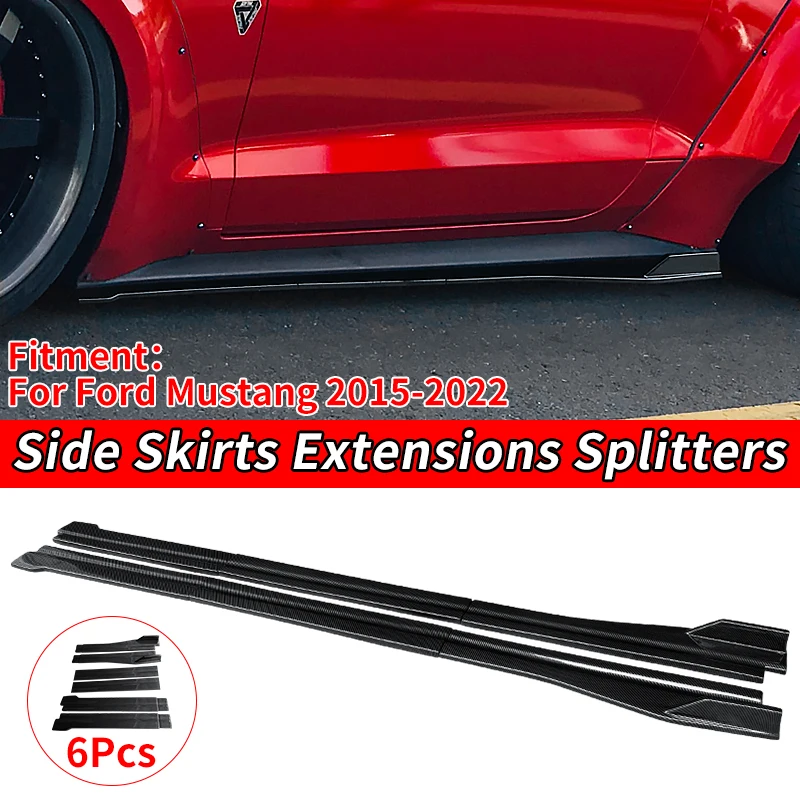 

High Quality Car Accessories Side Skirt Extension Splitters Lateral Shovel Body Apron Lip Winglet ABS For Ford Mustang 2015-2022