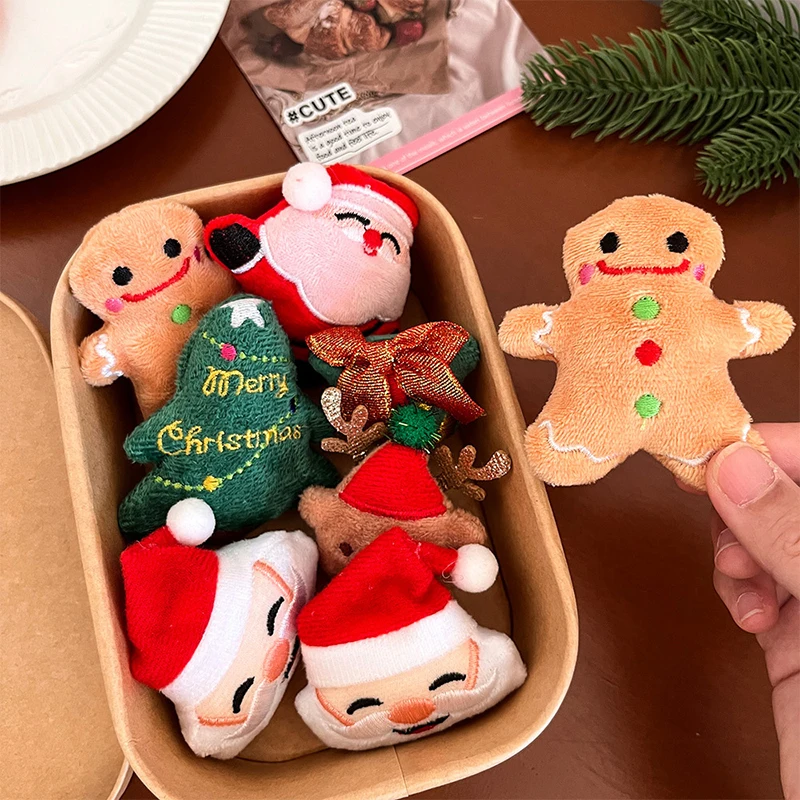 Kawaii Plush Santa Claus Christmas Tree Elk Brooches Cute Cartoon Pins Clothing Accessories Christmas Decor Xmas Gifts