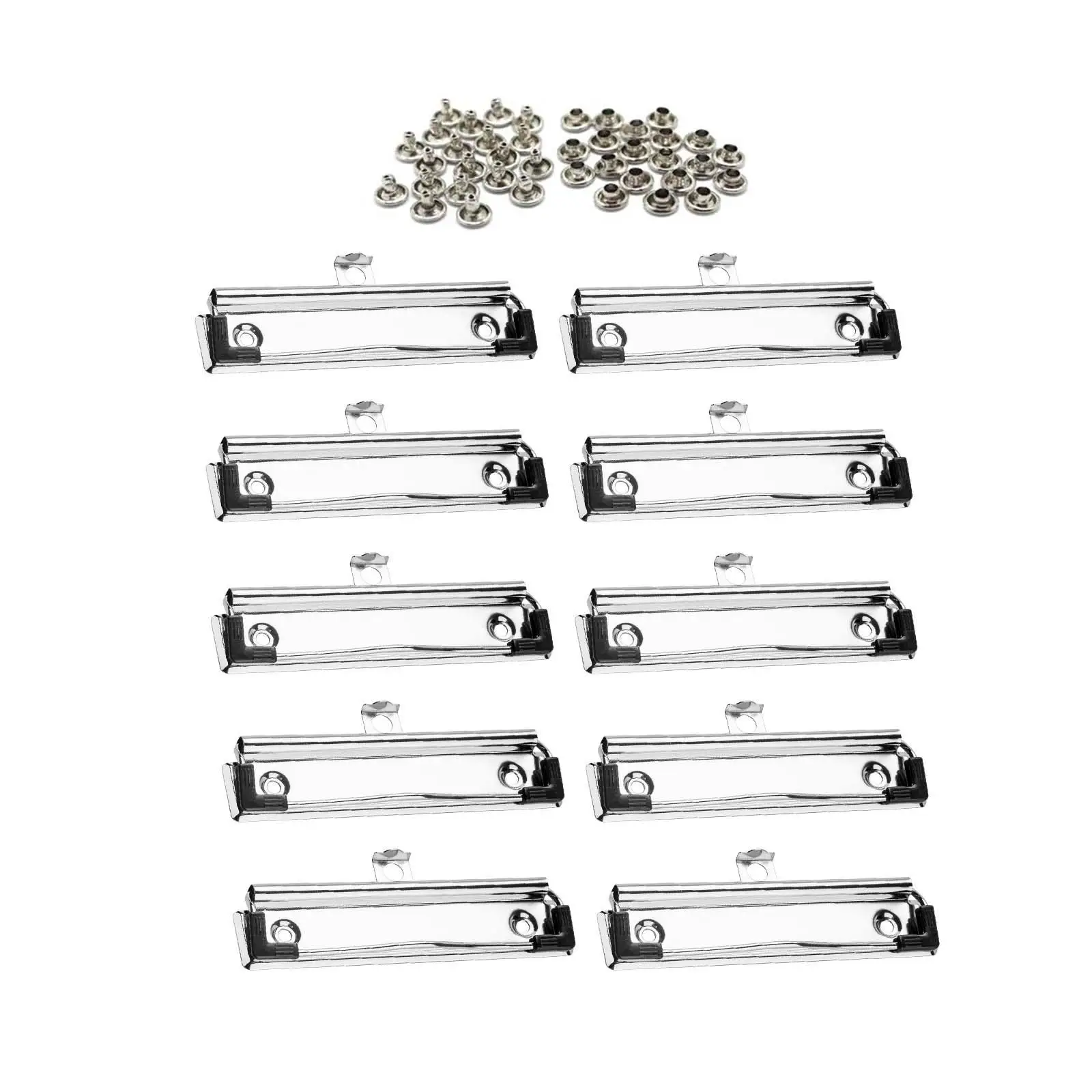 10 Pieces Office Hardboard Clips Heavy Duty with Rivets Rustproof Profile Clipboard Clips Set for Registry Kitchen 4.72 x 1.18''