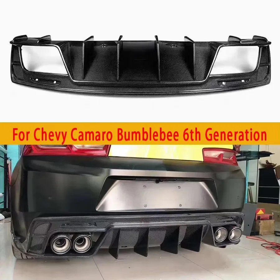Difusor de Parachoques Trasero de Fibra de Carbono para Chevy Camaro Bumblebee 6ª Generación, Alerón Trasero, Accesorios para Auto