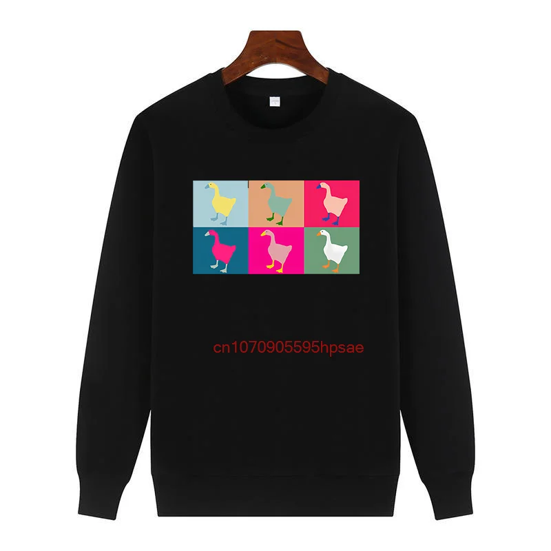 

Свитер с забавным принтом Untitled Goose Games, флисовый пуловер с круглым вырезом, подходит для всех возрастов, сохраняющий тепло, мужской зимний свитер