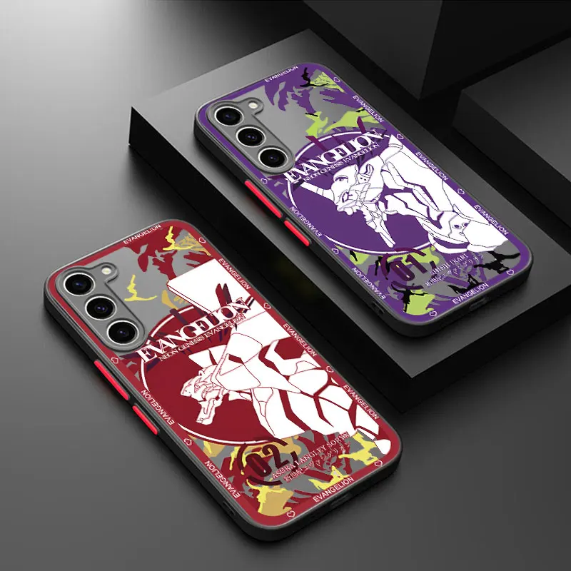 Anime Shinji Ikari-EVA Frosted Translucent Phone Case For Samsung Galaxy S23 S21 S20 FE S24 S22 Ultra S10 Lite S9 S8 Plus