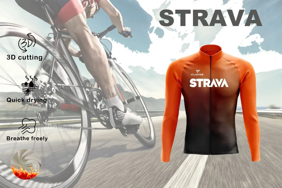 Strava Cycling Men\'s Winter Long Sleeve Bib Suit Warm Cycling Jacket Jersey Mountain Road Bike Christmas Thanksgiving Gifts