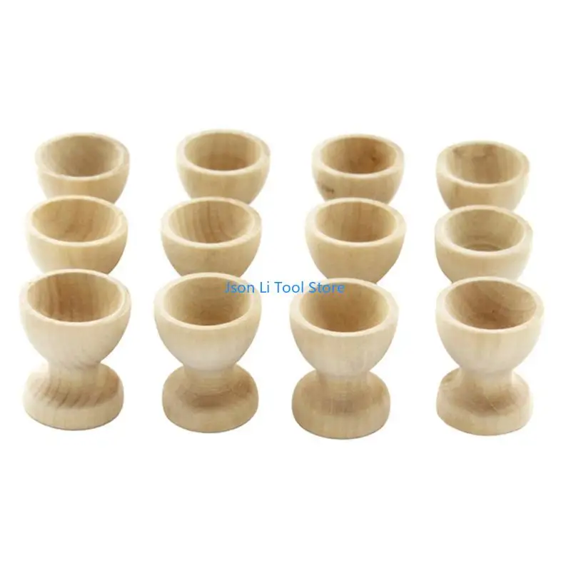 

Y08D 5 Pieces Easter Natural Wooden Egg Cups DIY Easter Christmas Party Decorations