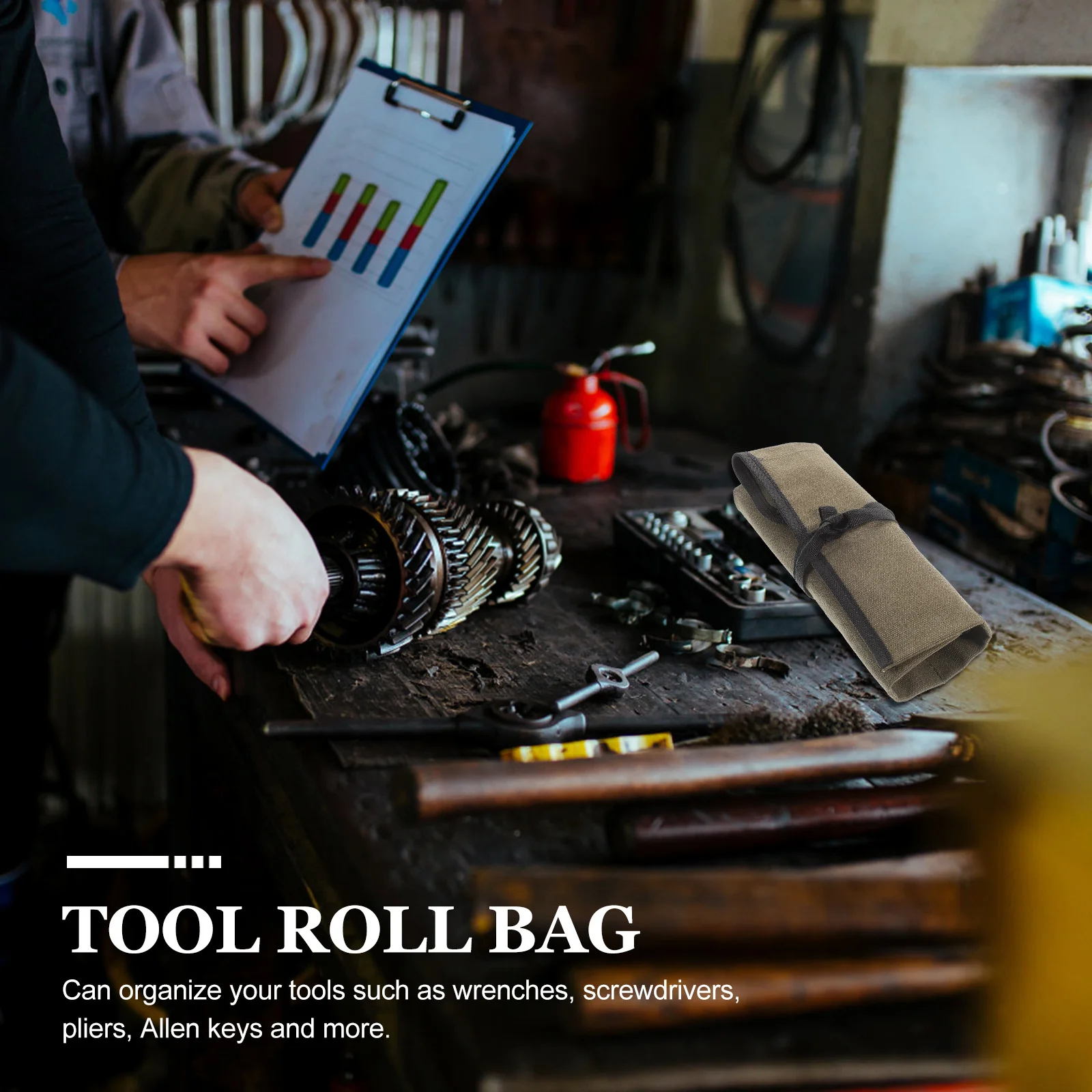 Bolsa enrollable para herramientas de carpintería, bolsa organizadora de lona resistente, bolsa enrollable de almacenamiento multiusos para herramientas, bolsas de herramientas de utilidad