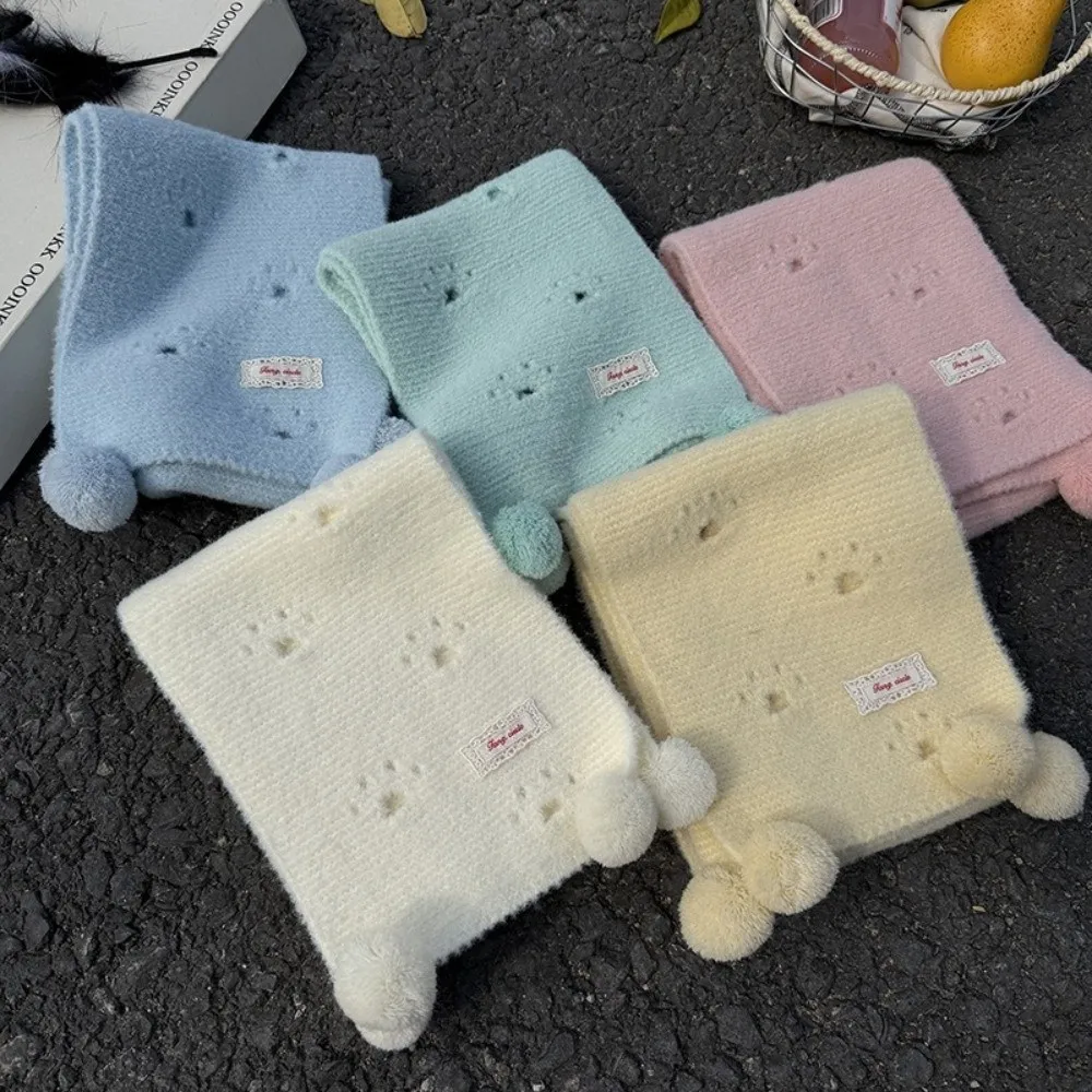 

Новый ажурный шарф в виде кошачьей лапы, дизайн кошачьей лапы, милый утеплитель для шеи, мягкий вязаный шарф ручной работы, подарок