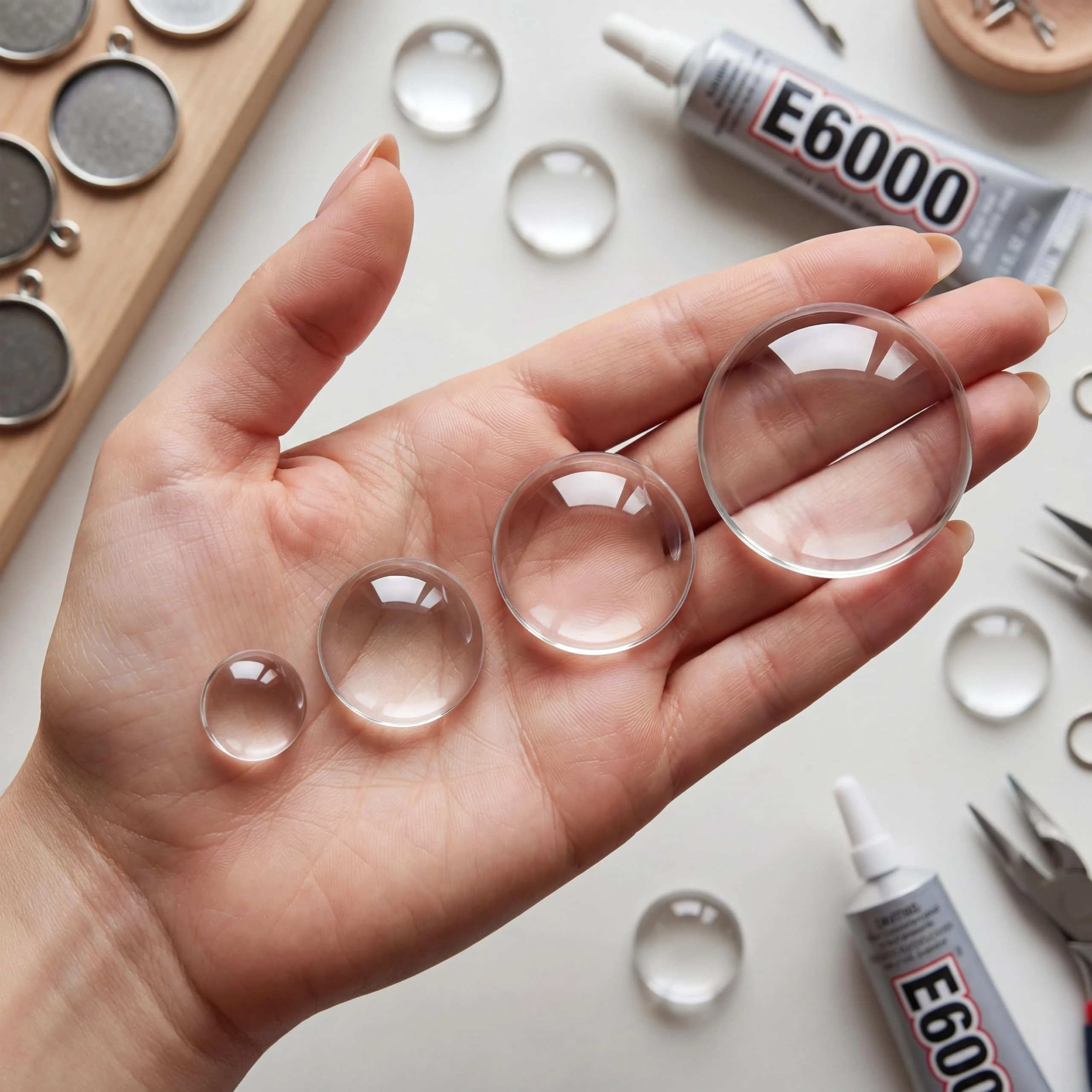 6-50mm Runde Klare Glaskuppel-Cabochons, Nicht Kalibriert, für Schmuckherstellung, Foto-Cameo-Anhänger, Halsketten, DIY-Bastelarbeiten – Detail 3