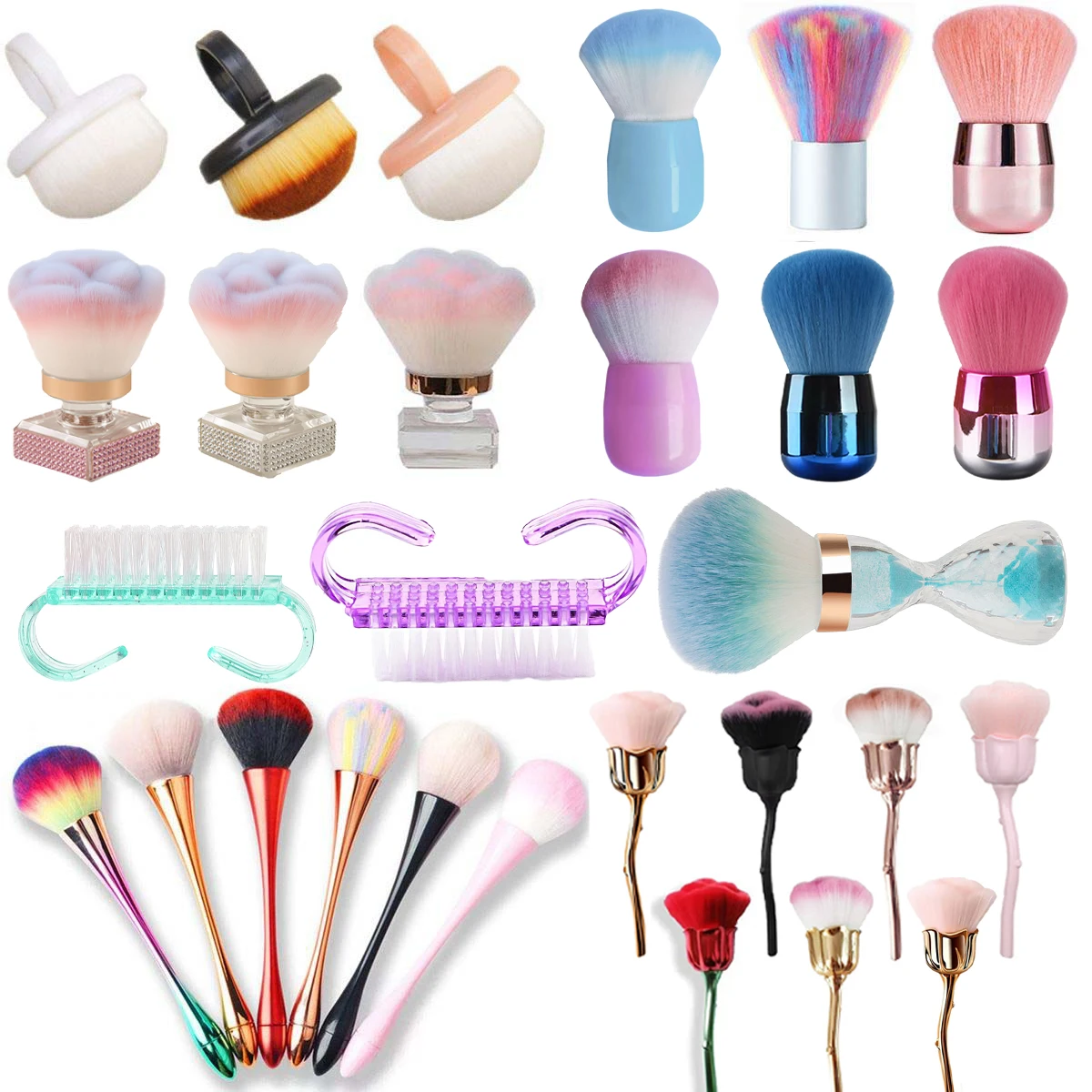 Macio fofo glitter pó profissional escova arte do prego escovas de limpeza de poeira mulheres meninas manicure diy compõem ferramentas de beleza