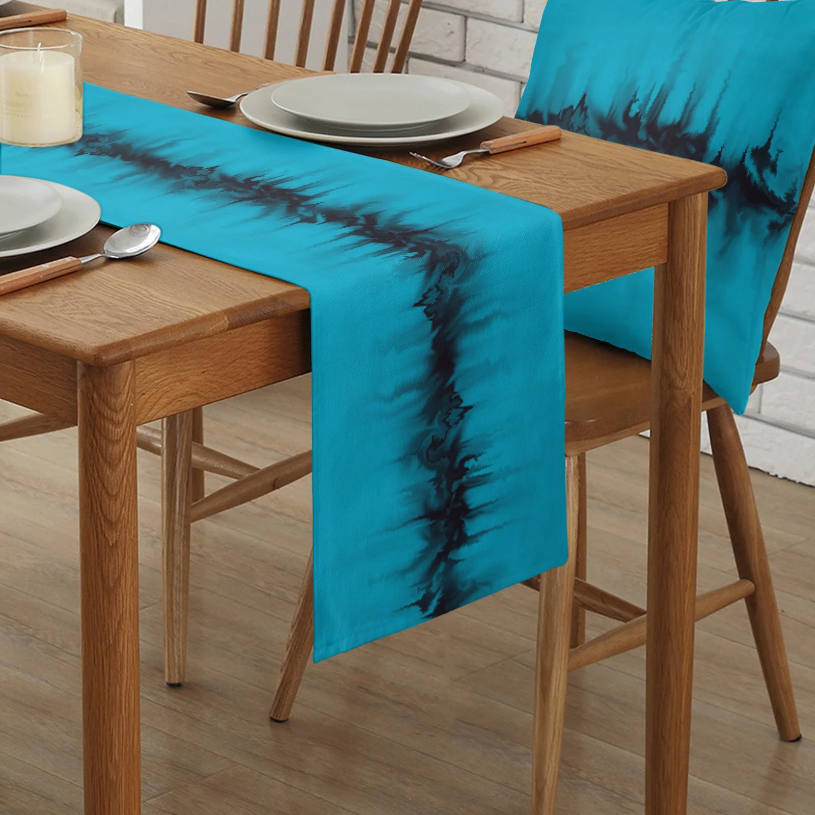 

Blue Abstract Ink Table Runner Home Kitchen Table Decoration Table Runner Party Hotel Wedding Arrangement Table Runner