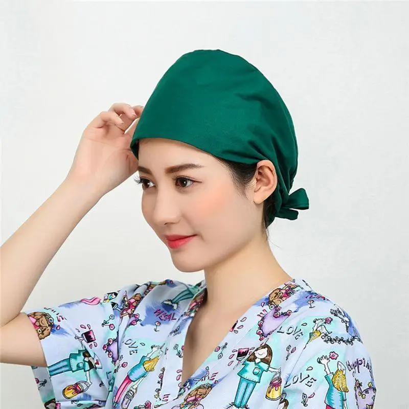قبعة تنظيف قابلة للتعديل بلون سادة للرجال والنساء ومختبر طبيب وممرضة ومستشفى الأسنان