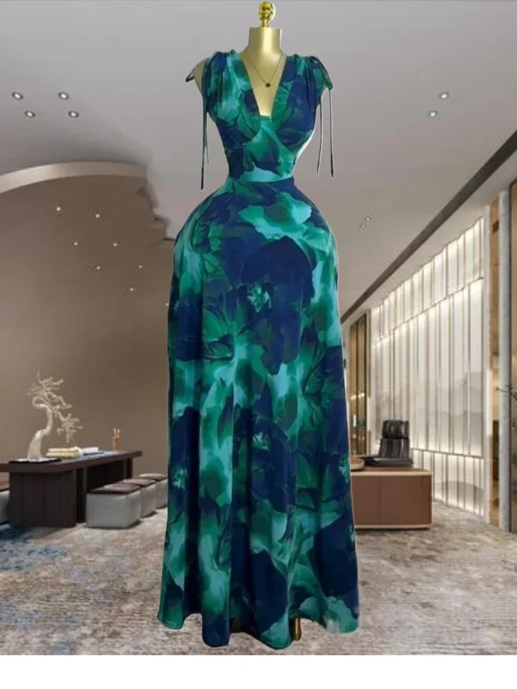 Abito lungo Dashiki Tie Dye da donna senza maniche altalena lungo estate 2025 abito da sera sexy per feste da club