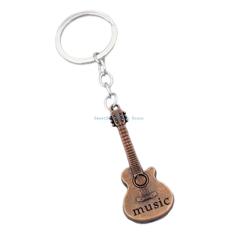 

D5QB Fashionable Guitar Keychain Trendy Music Guitar Ornament for Girls and Women Add Charm to Everyday Accessories