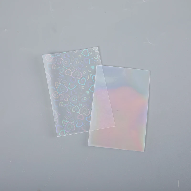 50Pcs/pack Glittery Love Heart Laser Kpop Idol Photocard Card Sleeve Photo Card Protective Storage Bag Student Stationary Supply