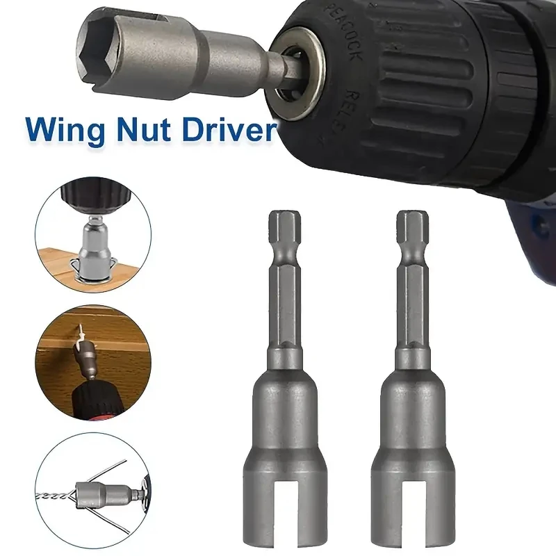 Butterfly Screws Bolt Socket Wrench Hex Shank Drill Adapter Wing Nut Driver For Power Tool Slotted Electric Screwdriver Sleeve