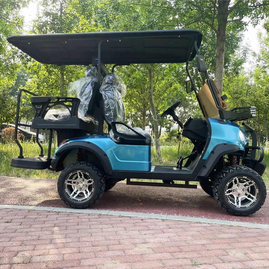 New Electric Golf Carts 4+2 & 6 Seat Club Car Cart With Roof Ambient Light  Exclusive Golf Utility Vehicle Bluetooth Speakers