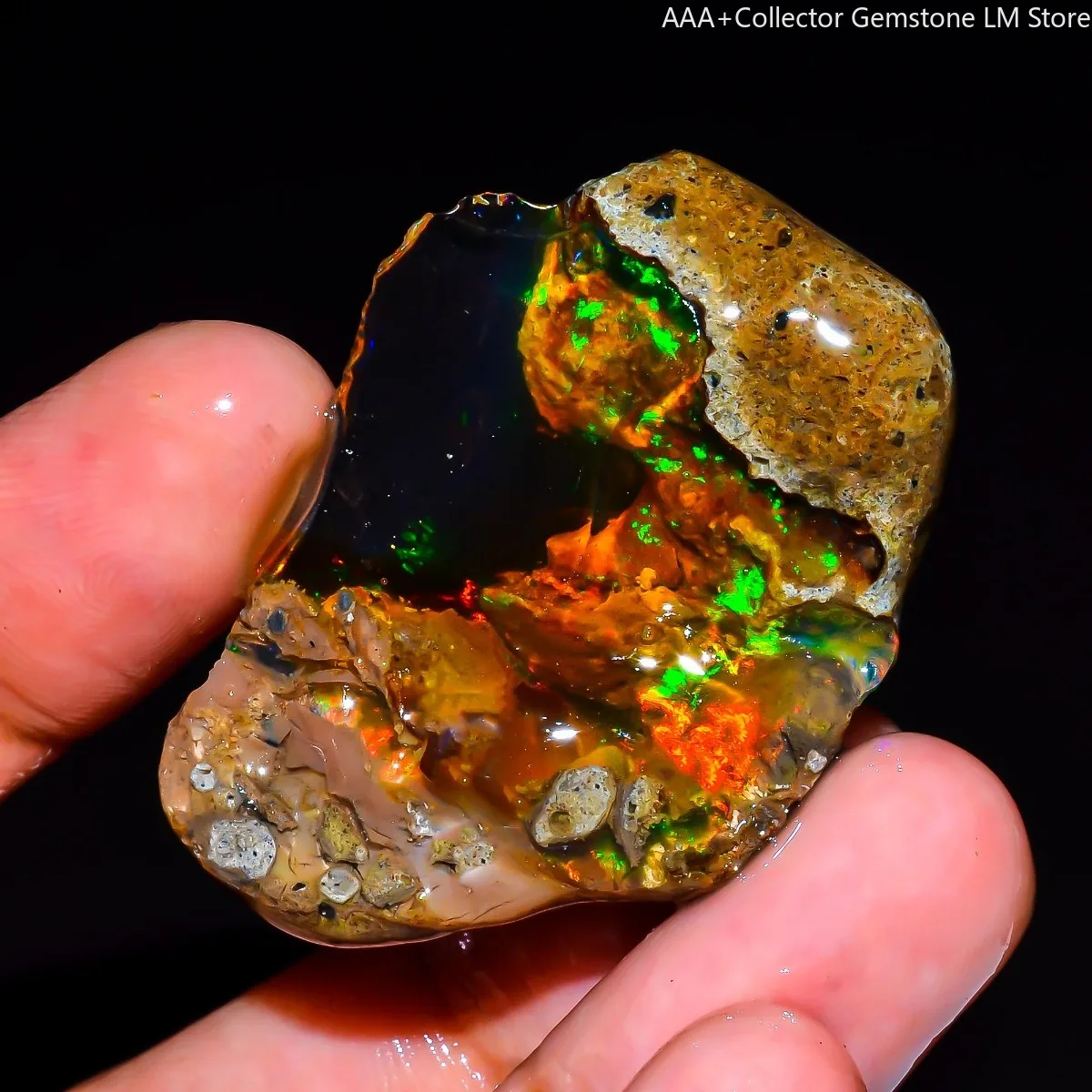 AAA+ Ethiopian Welo Opal 25-80CT Large Rough Gemstone Fire Flash Loose Stone Randomly Selected One