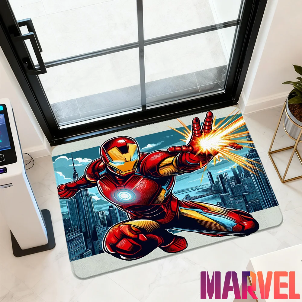 

[] 1pc Marvel Iron for Man Washable Low-Pile Indoor/Outdoor Entry Mat Bathroom Quick-Dry Absorbent Foot Mat 2D Graphic Design