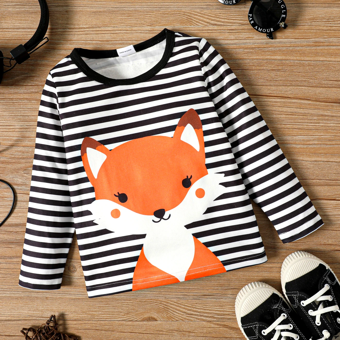 PatPat Toddler Boy Fox Print Long-sleeve Tee