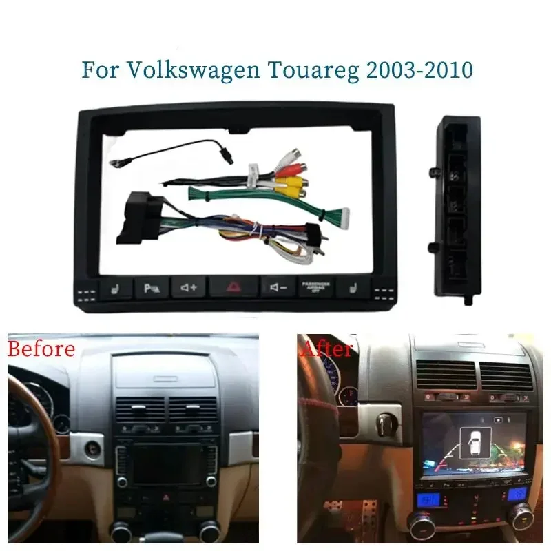 9 Inch Car Fascia Frame Cable For Volkswagen VW Touareg GP 2003-2010 Android Screen Android Dash Panel Frame Fascias Deco