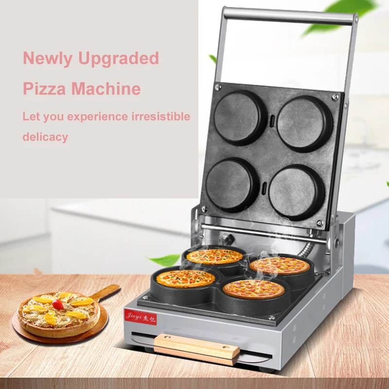 220v Electric  Commercial Pizza Maker Breakfast Waffle Baking Machine  Non-Stick  With Four Plates Temperature Control